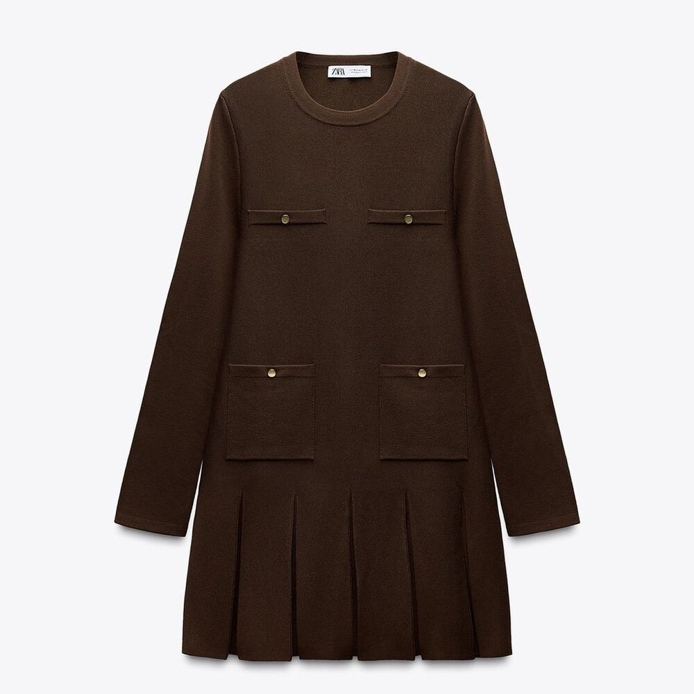 Pleated Short Knit Dress